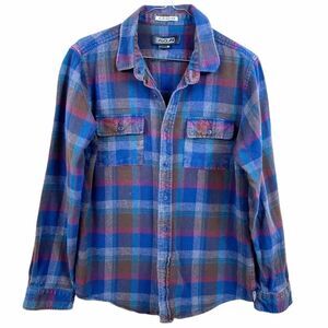 EZEKIEL Button Down Blue Plaid Flannel